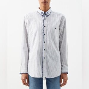 Re/Done - Upcycled Embroidered Striped Cotton Shirt